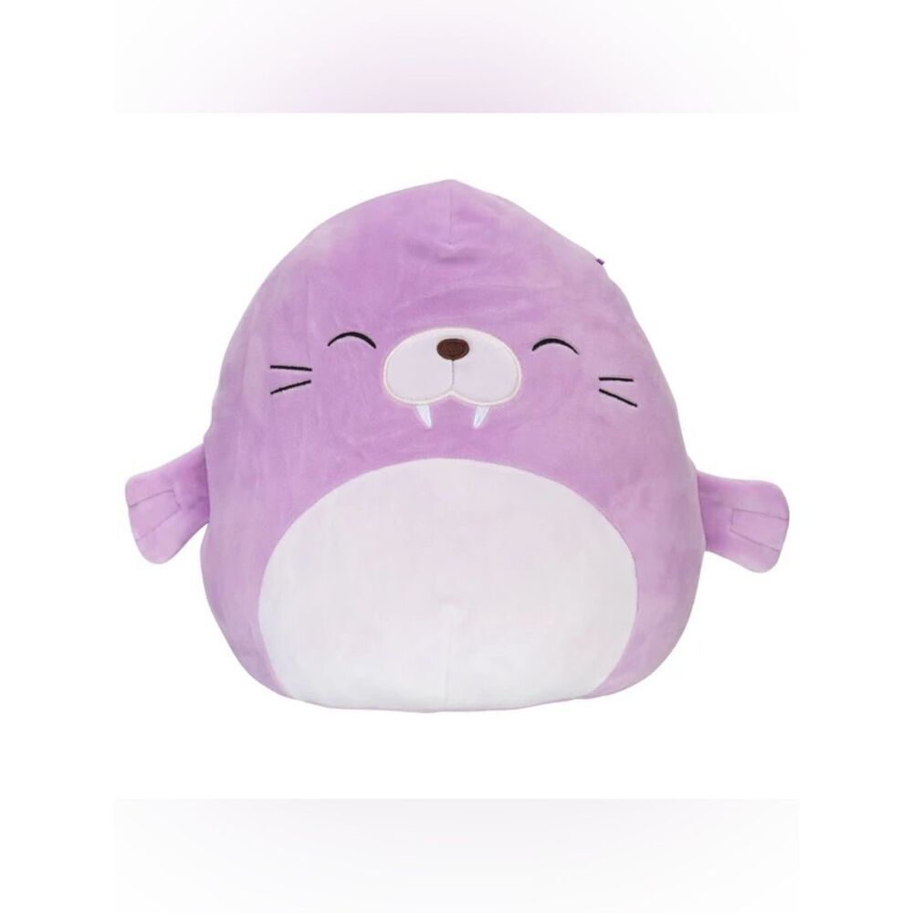 Squishmallows Lavender “Kwame the Walrus” Plushie 16” Rare Purple & White Toy